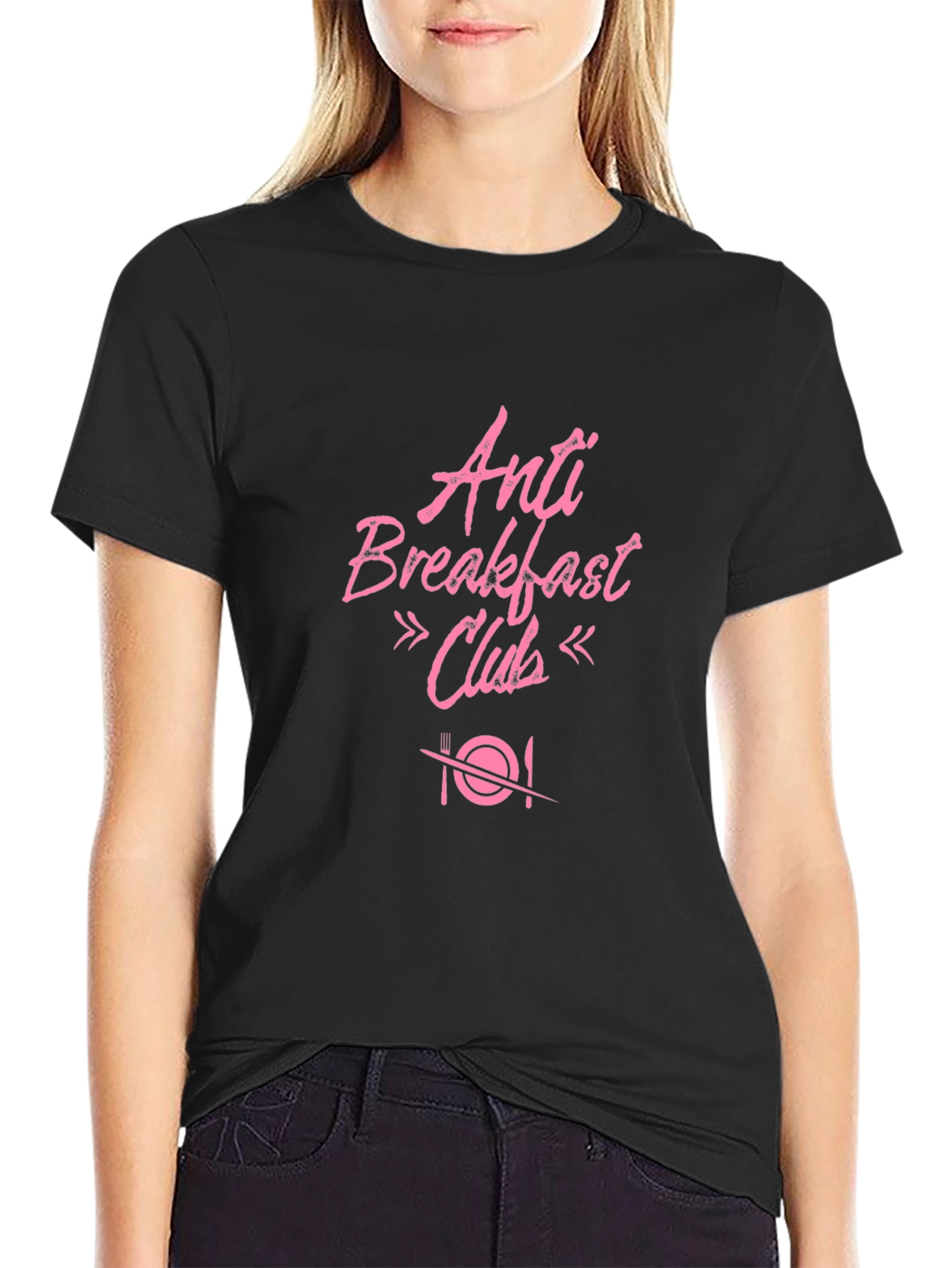Anti Breakfast Club Graphic T-Shirt - Black Cotton Tee