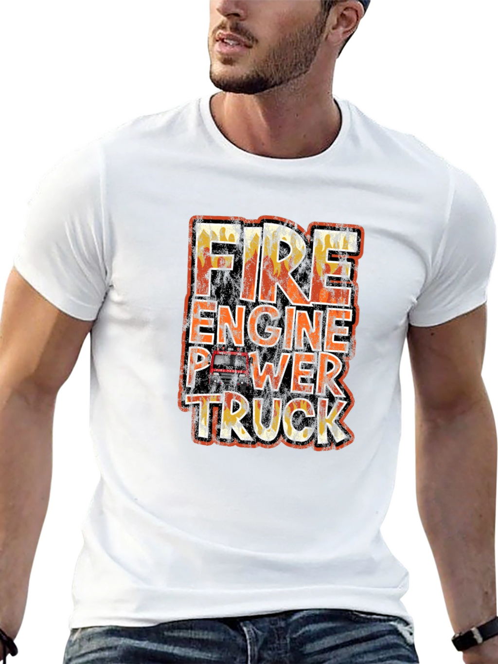Fire Engine Power Truck Graphic T-Shirt