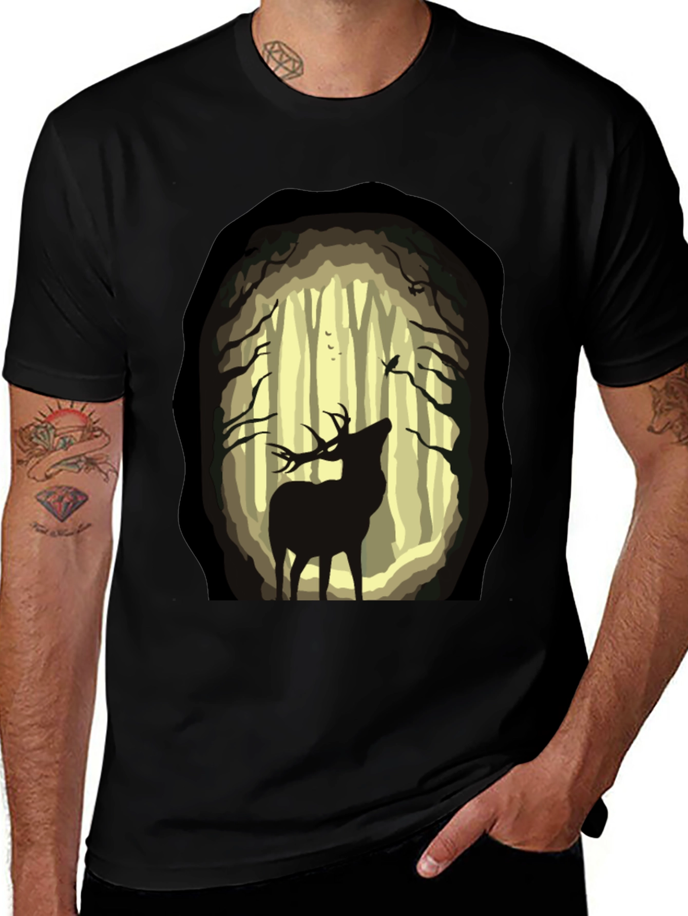 Deer in Forest Graphic Tee - Nature Lover T-Shirt