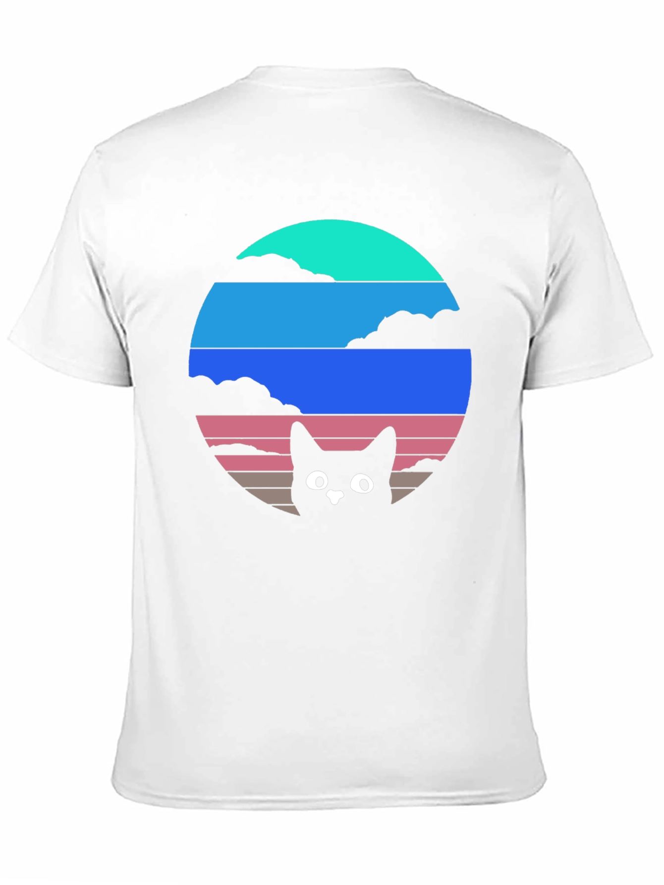 Retro Sunset Cat T-Shirt - Black