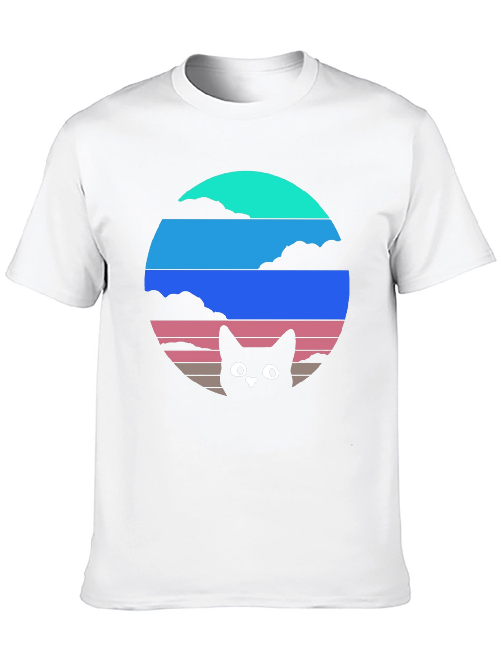 Retro Sunset Cat T-Shirt - Black