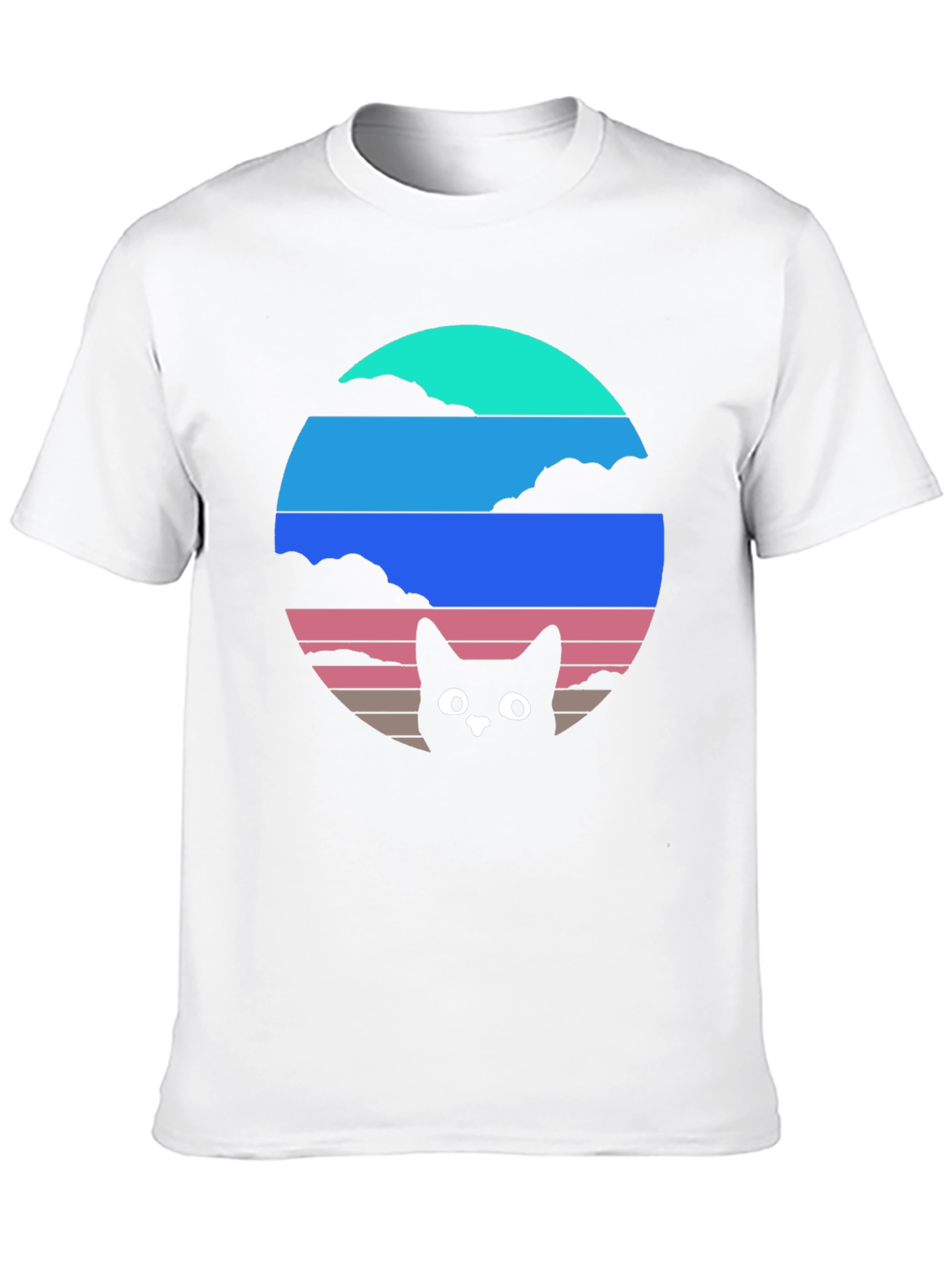 Retro Sunset Cat T-Shirt - Black