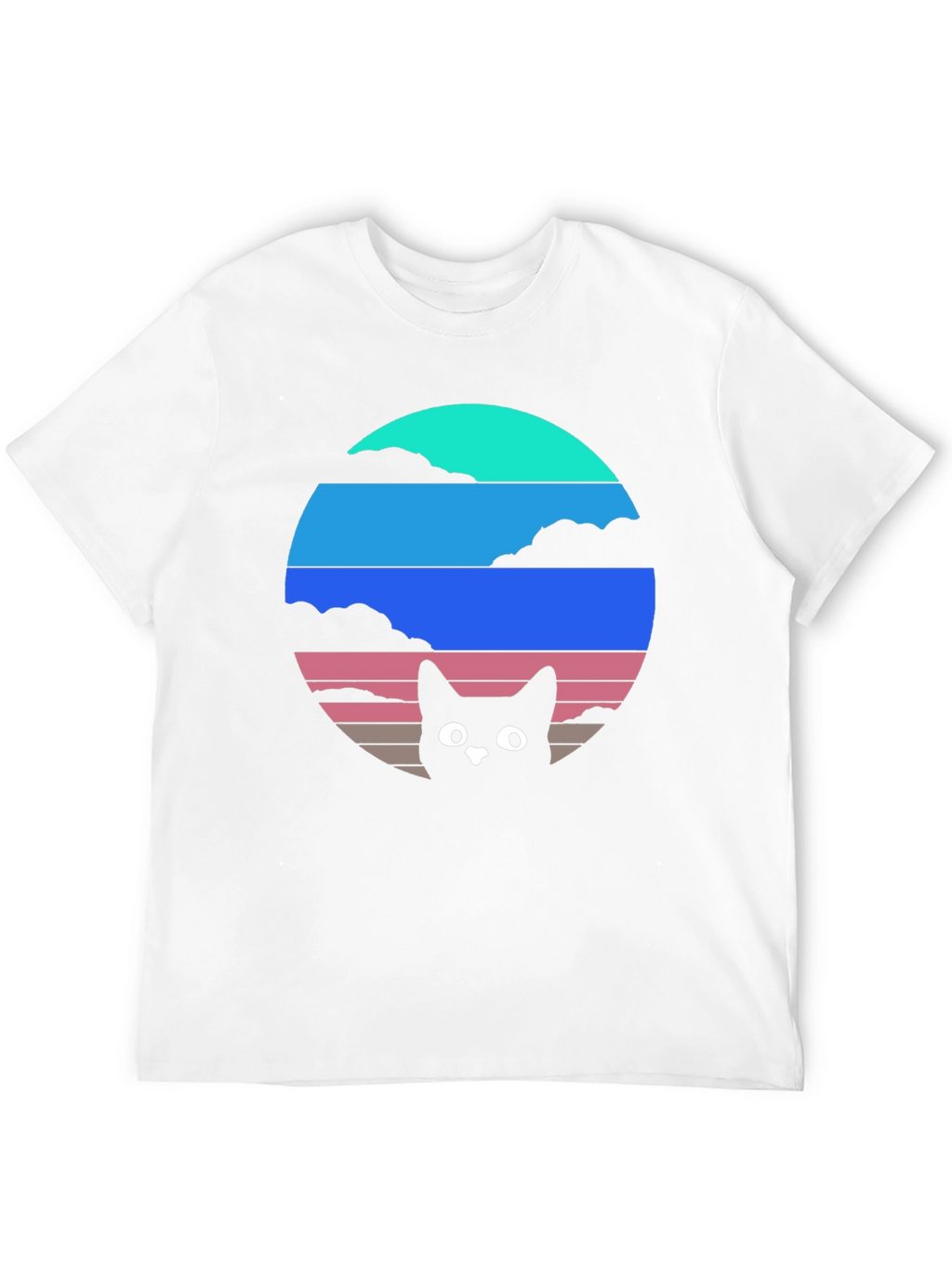 Retro Sunset Cat T-Shirt - Black