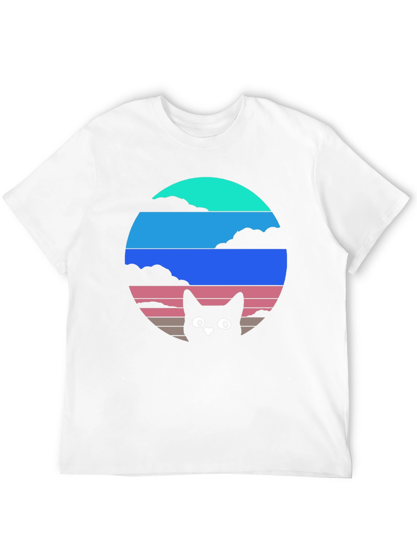 Retro Sunset Cat T-Shirt - Black