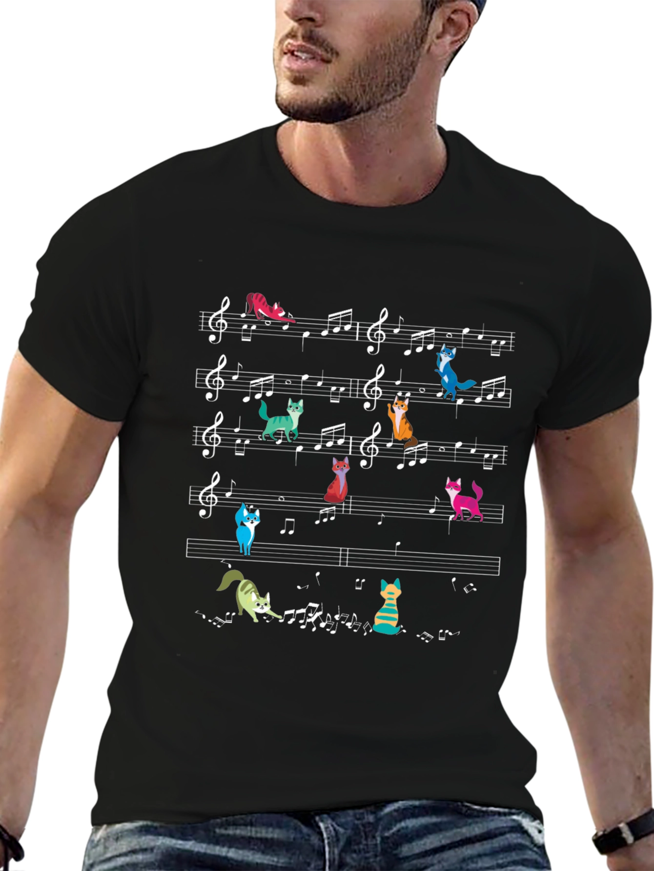 Musical Cats T-Shirt - Black