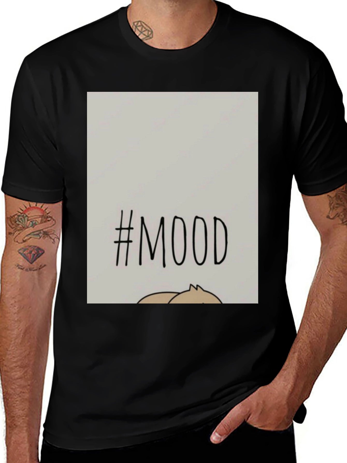 #MOOD Graphic Tee - Relaxed Fit Black Cotton Blend