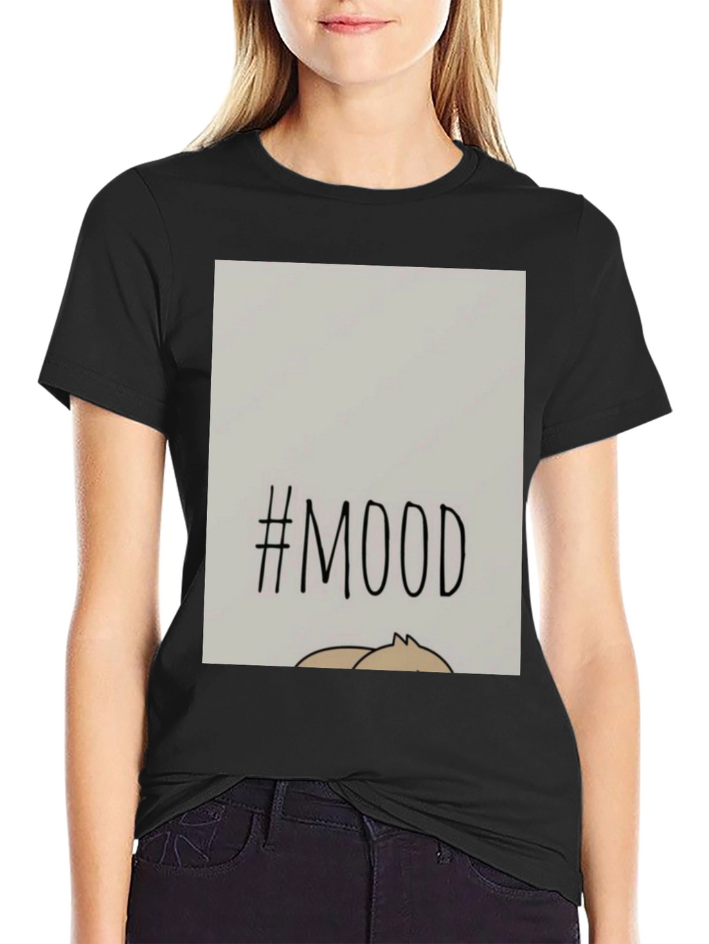 #MOOD Graphic Tee - Relaxed Fit Black Cotton Blend