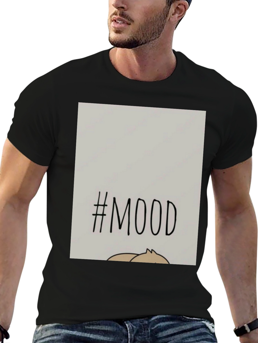 #MOOD Graphic Tee - Relaxed Fit Black Cotton Blend