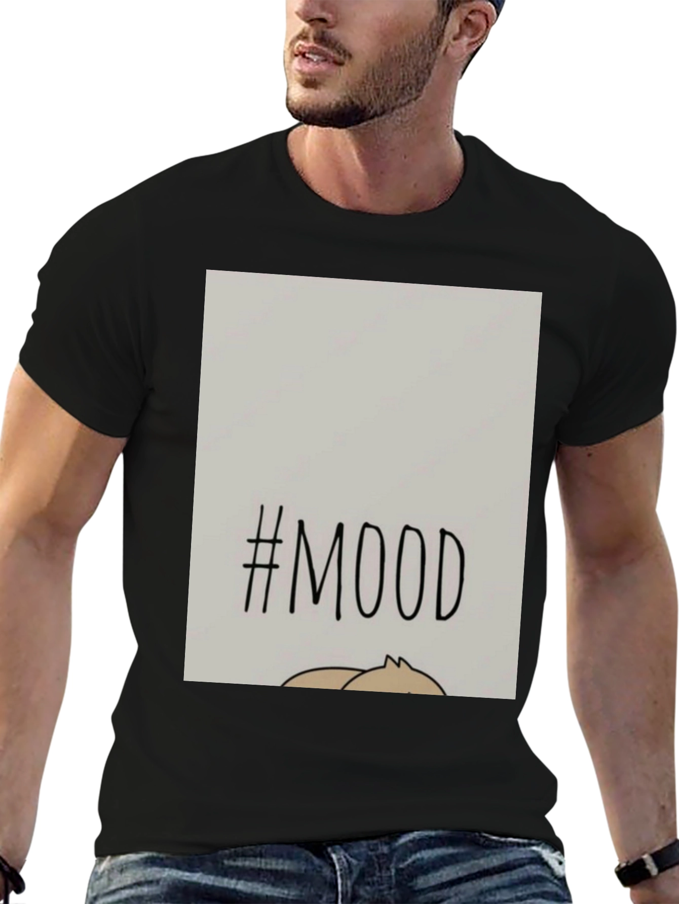 #MOOD Graphic Tee - Relaxed Fit Black Cotton Blend