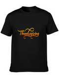 Thanksgiving Graphic Print Black T-Shirt