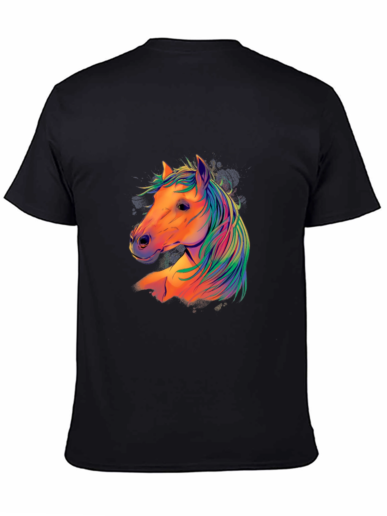 Colorful Horse Graphic Tee - Mens Black T-Shirt