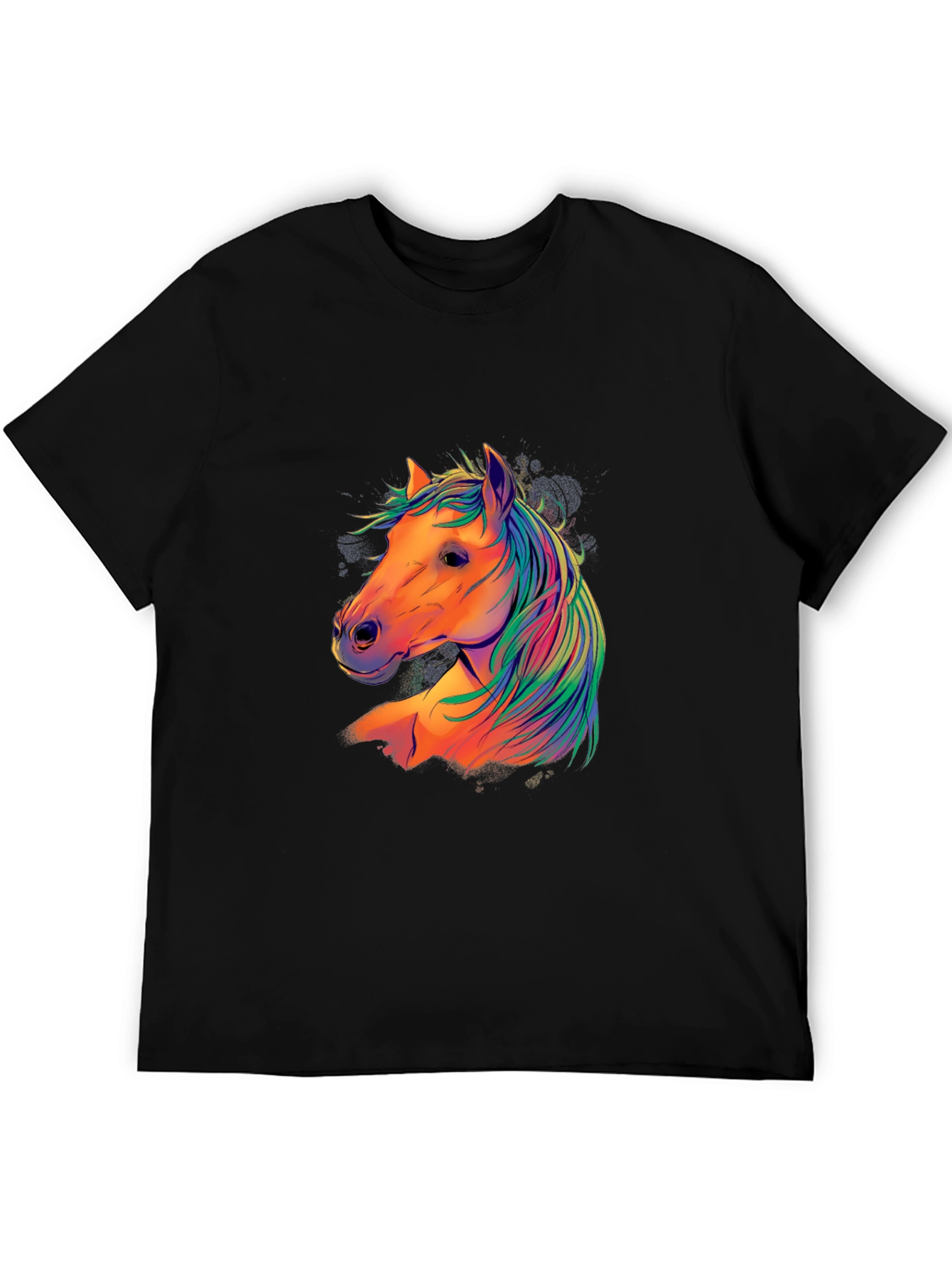 Colorful Horse Graphic Tee - Mens Black T-Shirt