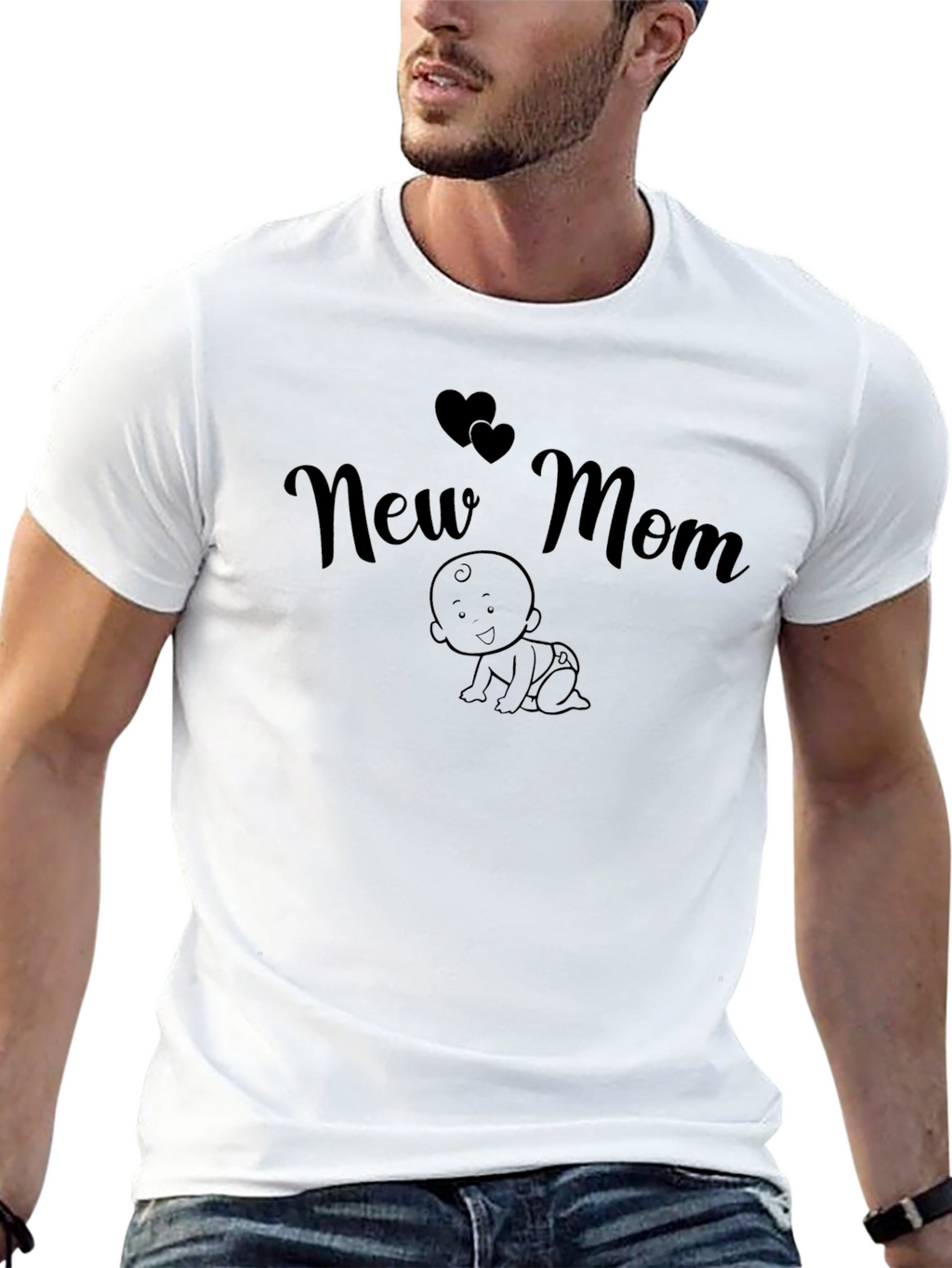 New Mom Graphic T-Shirt - Black