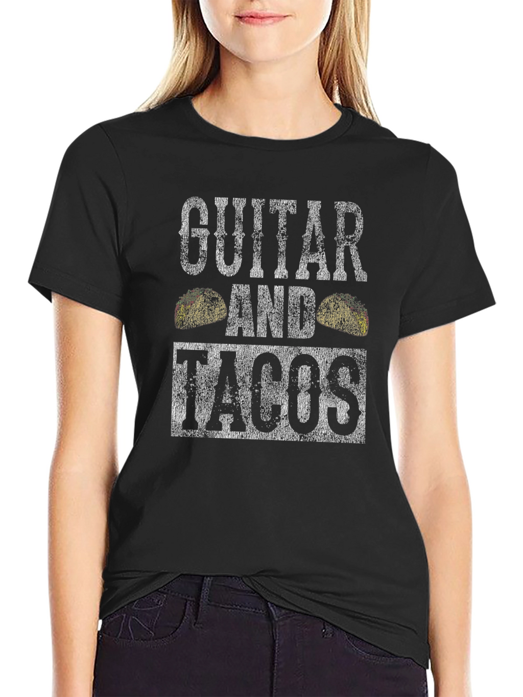 Guitar and Tacos Graphic T-Shirt - Mens Black Tee