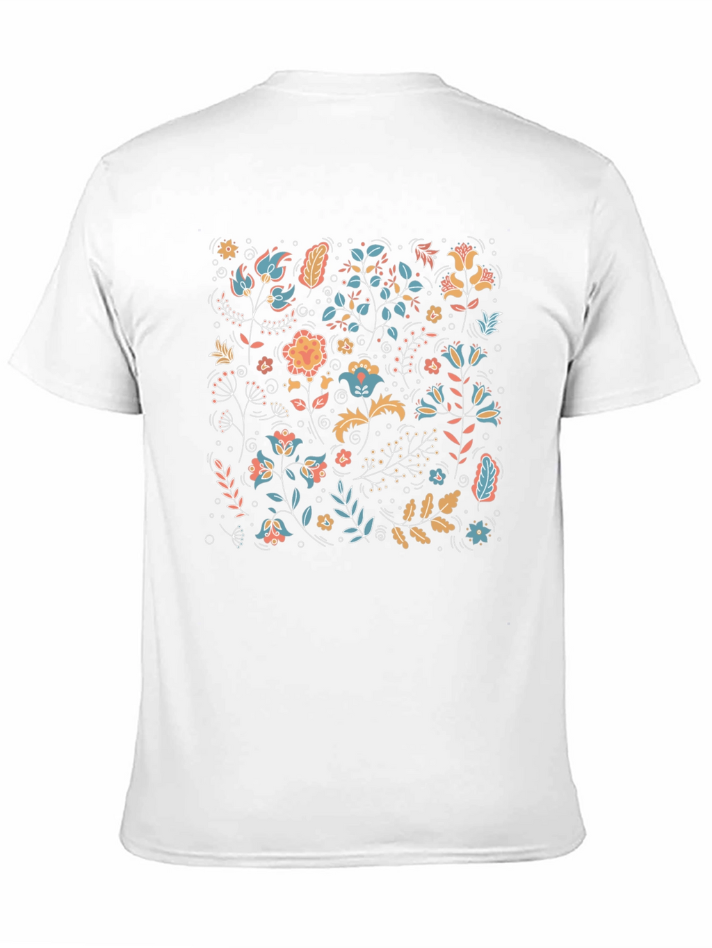 Floral Pattern Black Crew Neck T-Shirt