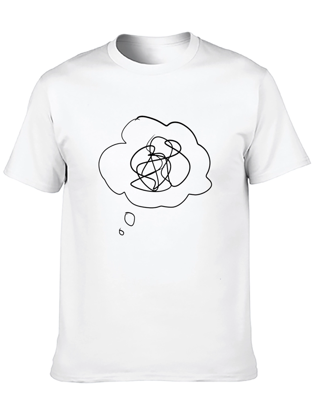 Black T-Shirt with Confused Thoughts Graphic