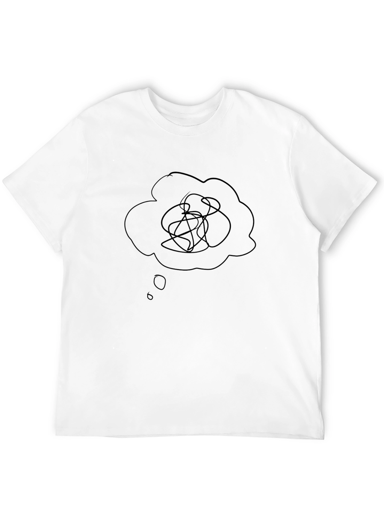 Black T-Shirt with Confused Thoughts Graphic