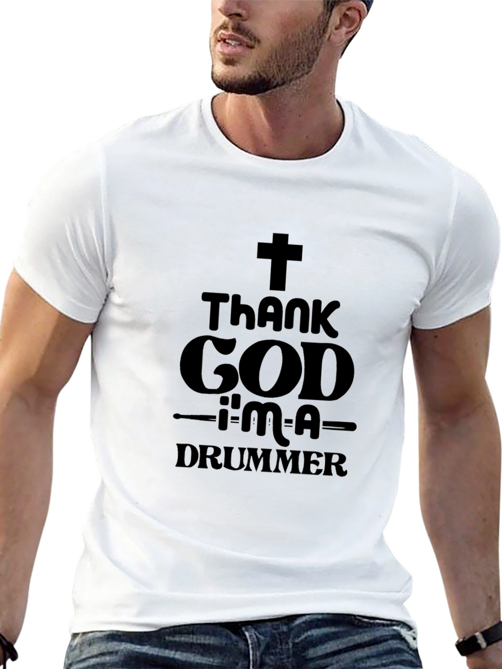 Thank God Im A Drummer Black T-Shirt