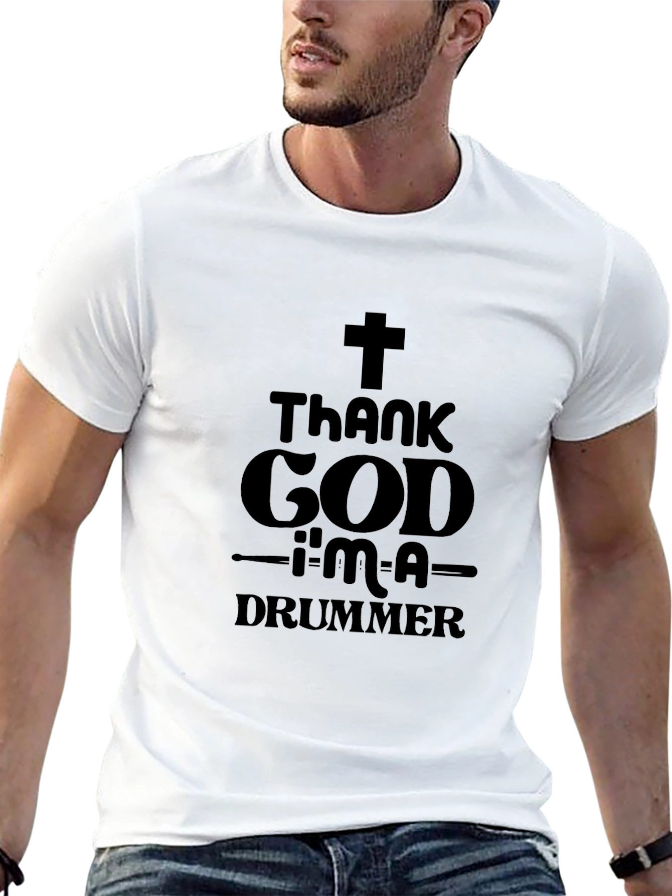Thank God Im A Drummer Black T-Shirt