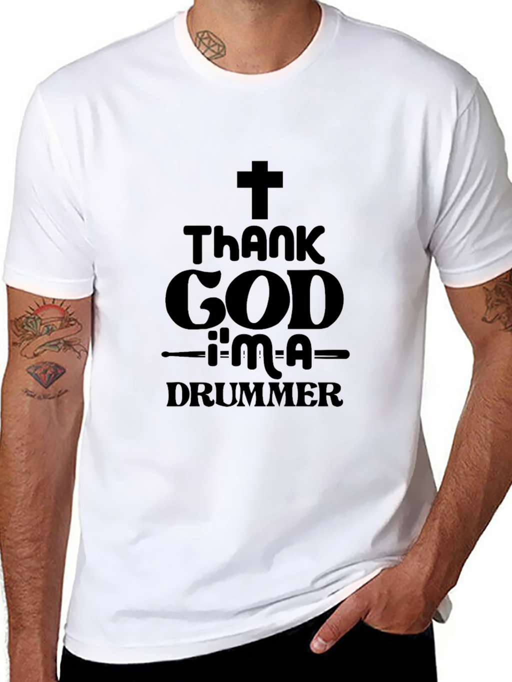 Thank God Im A Drummer Black T-Shirt