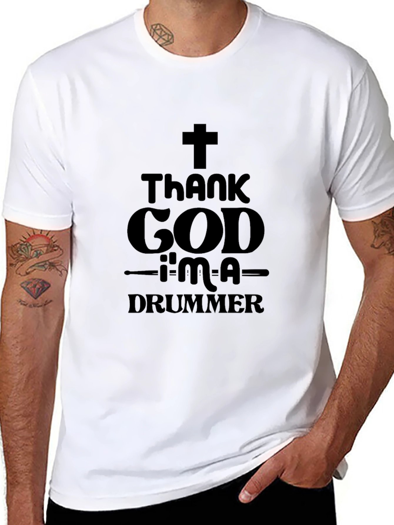 Thank God Im A Drummer Black T-Shirt