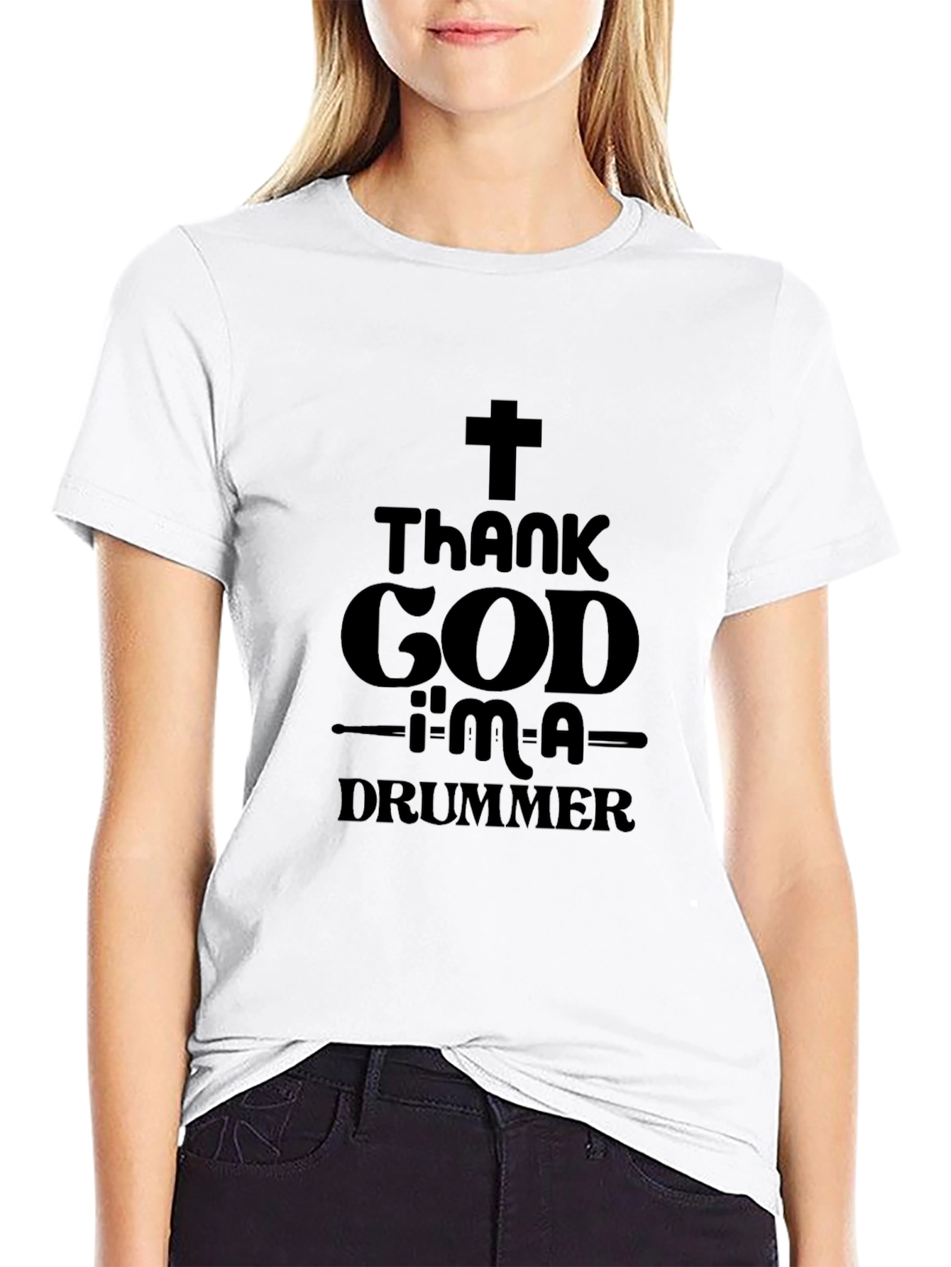 Thank God Im A Drummer Black T-Shirt