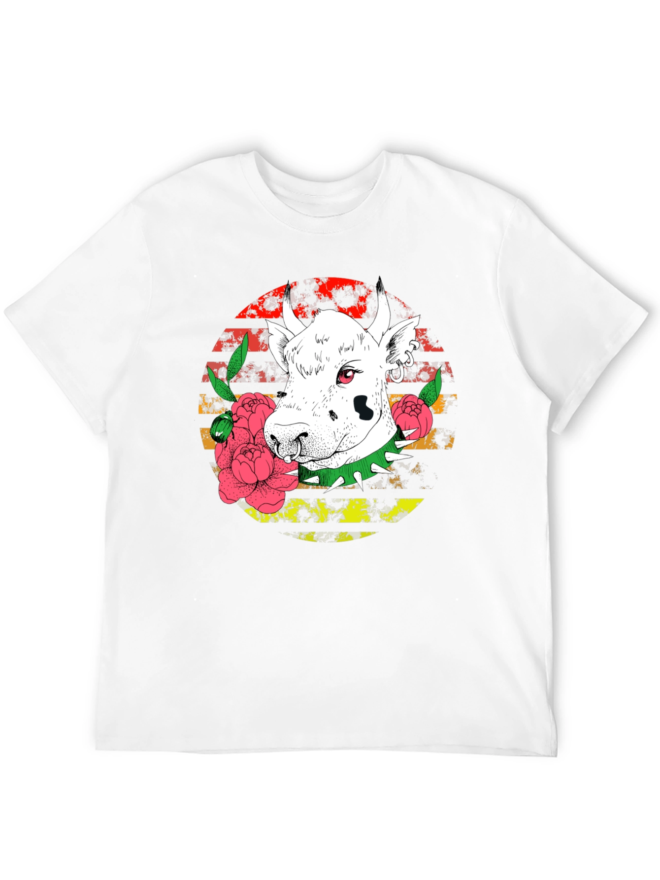 Edgy Cow Graphic Tee - Punk Rock Style