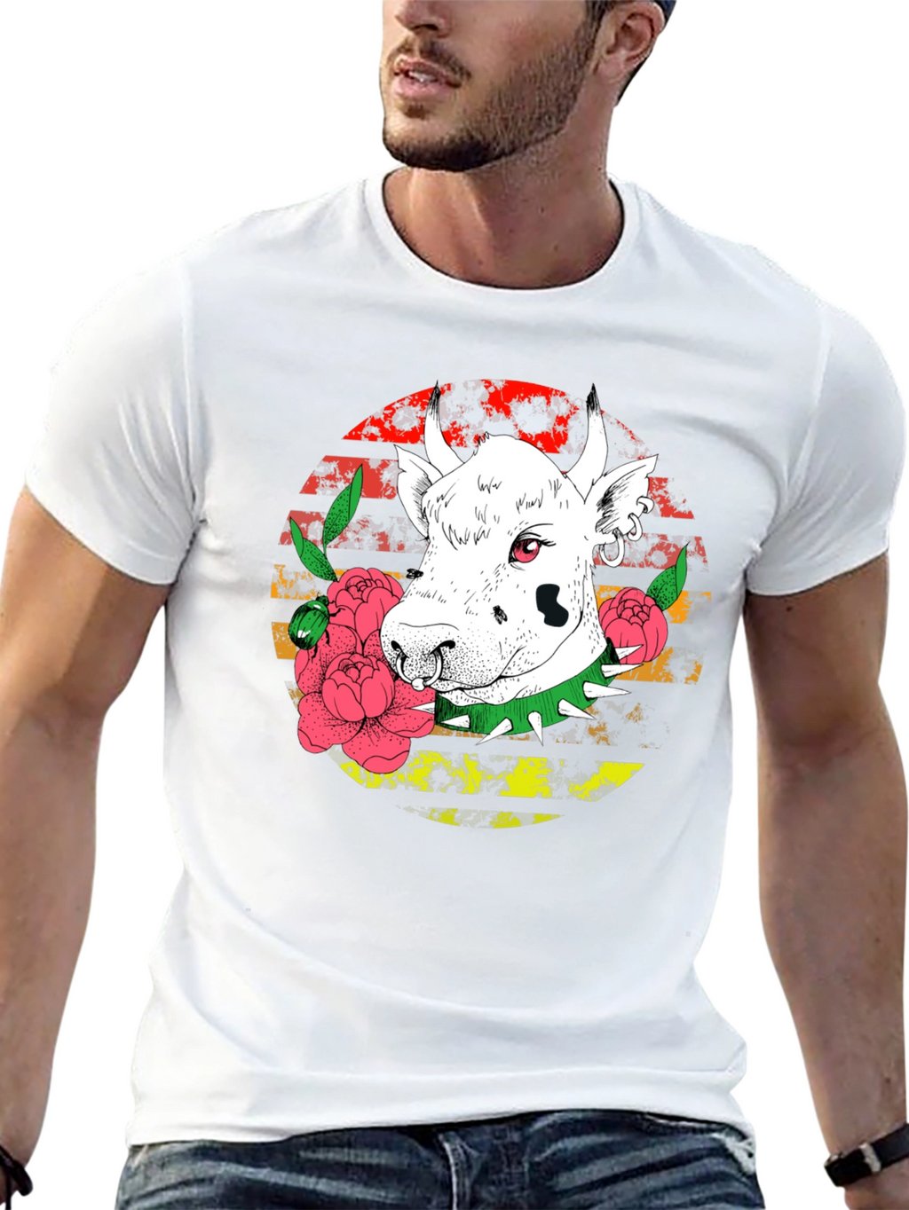 Edgy Cow Graphic Tee - Punk Rock Style