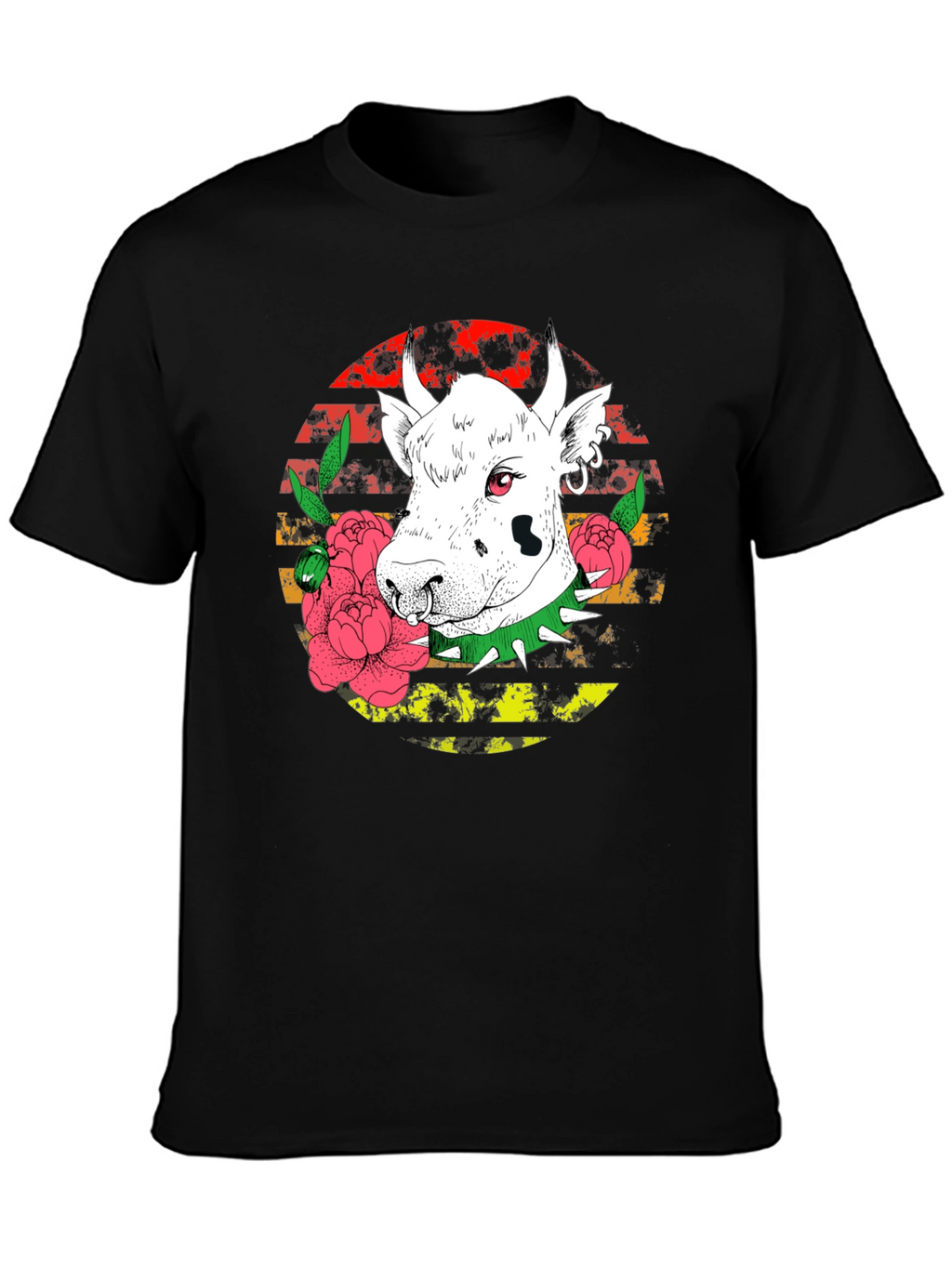 Edgy Cow Graphic Tee - Punk Rock Style