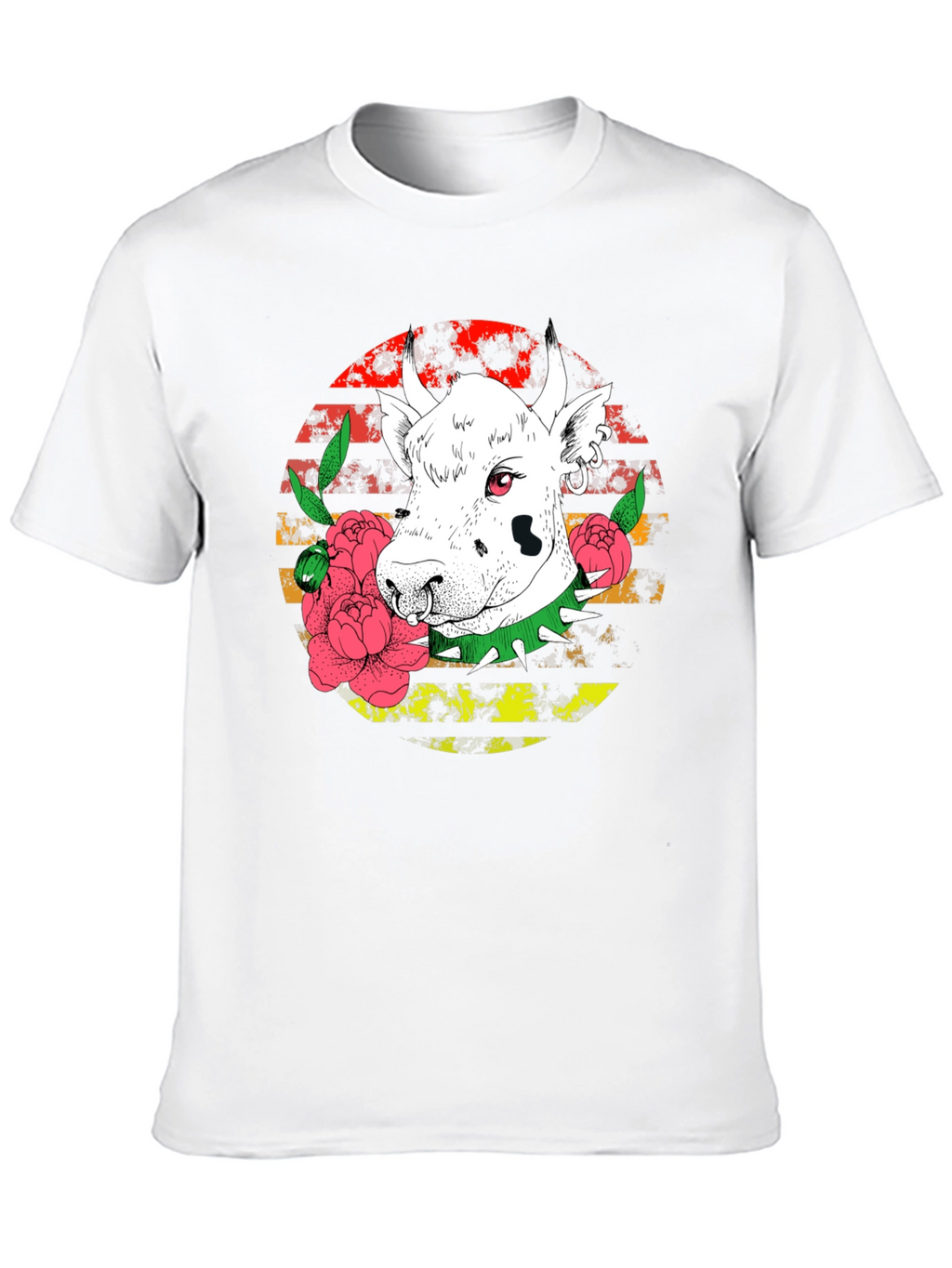 Edgy Cow Graphic Tee - Punk Rock Style