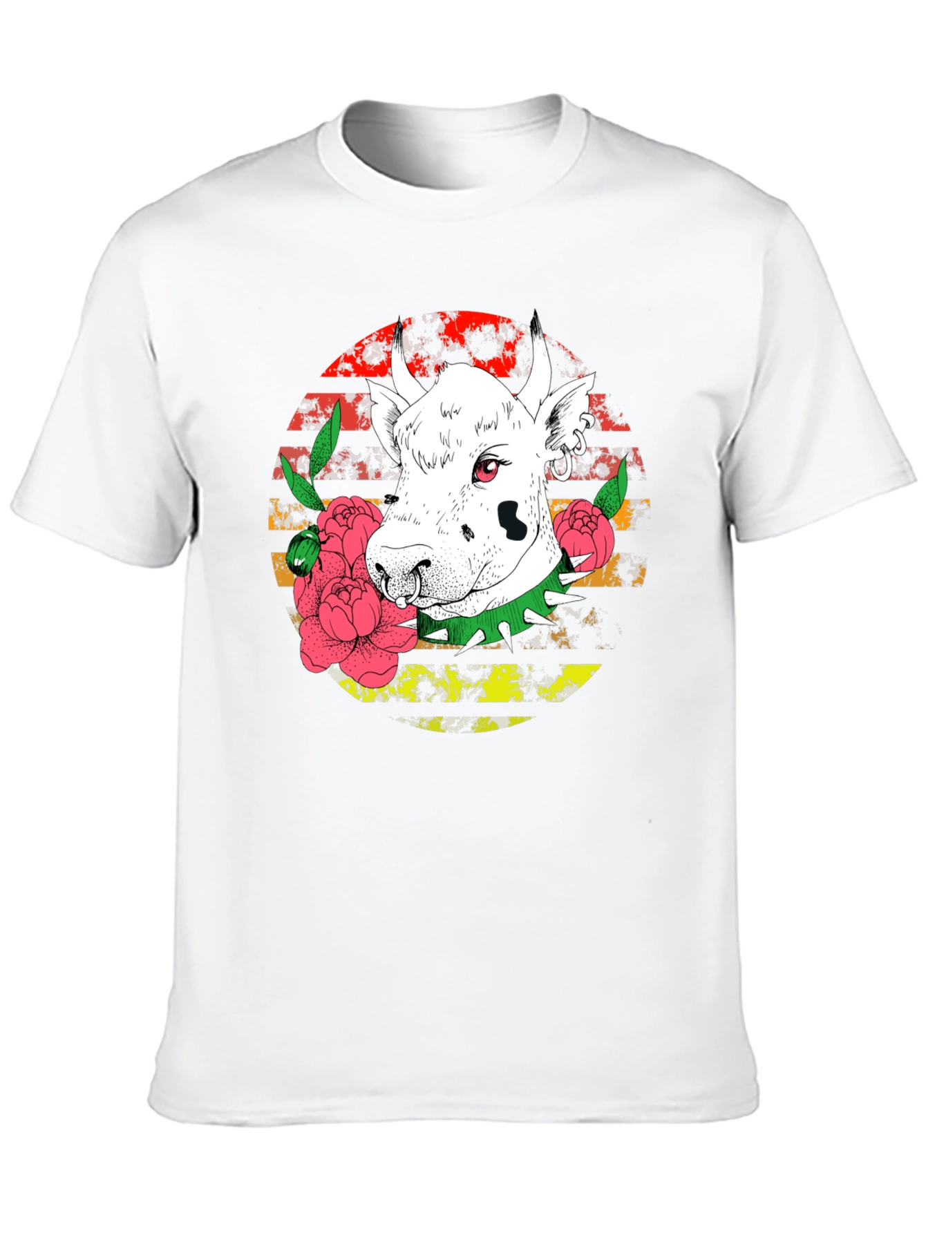 Edgy Cow Graphic Tee - Punk Rock Style