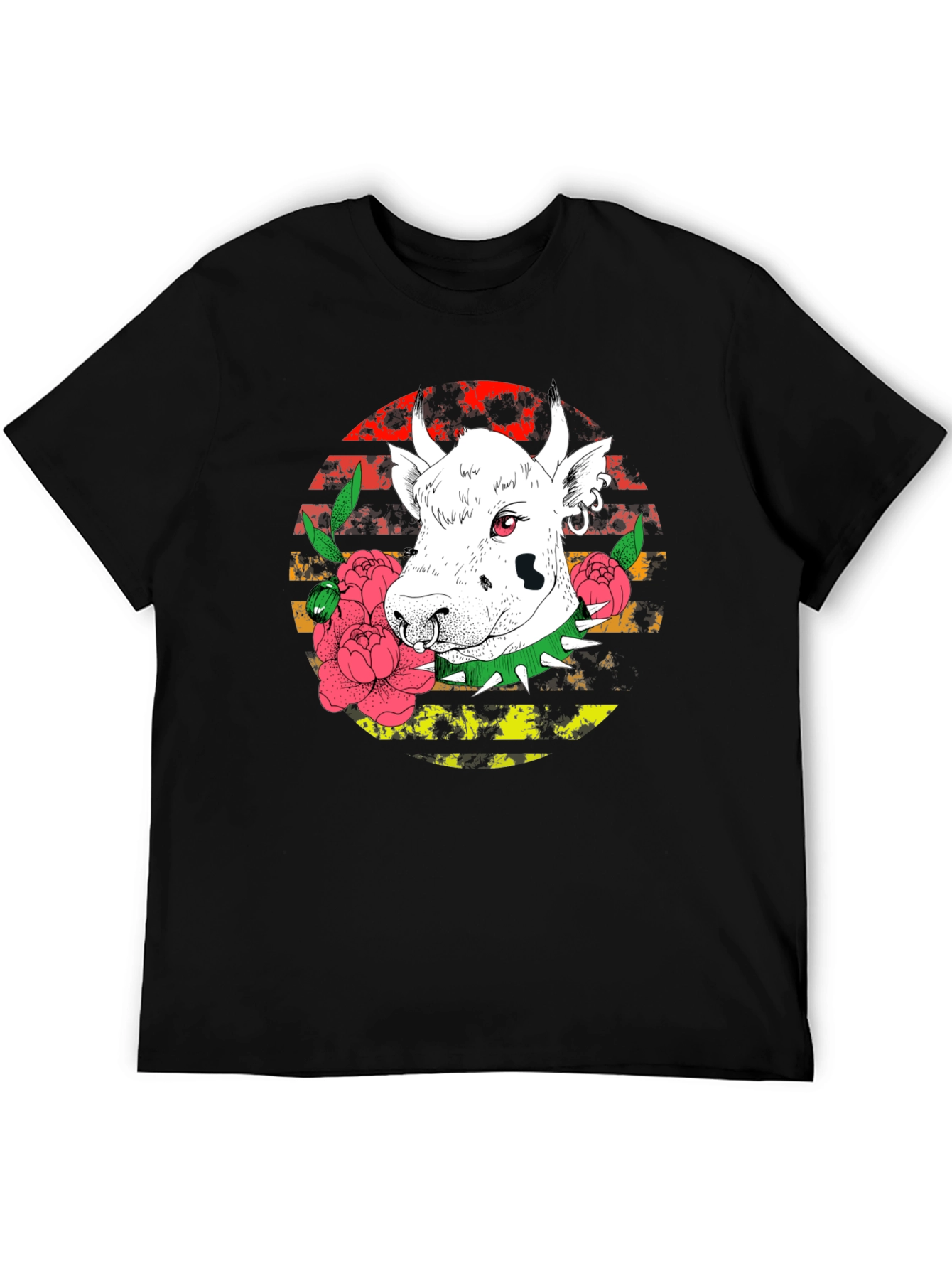 Edgy Cow Graphic Tee - Punk Rock Style