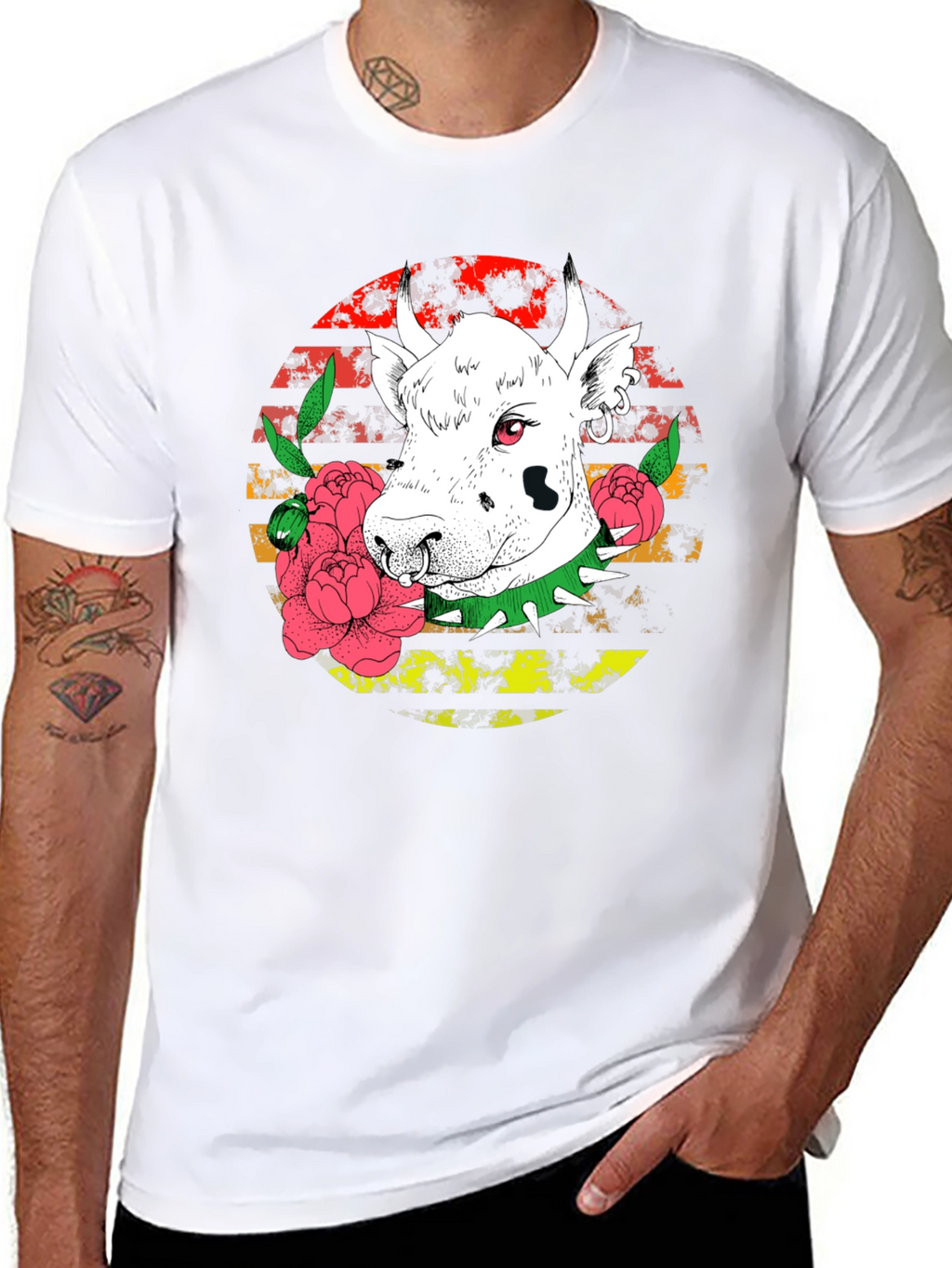 Edgy Cow Graphic Tee - Punk Rock Style