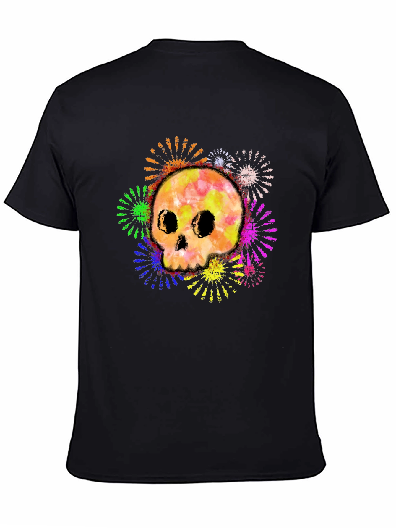 Colorful Skull Fireworks Graphic Tee