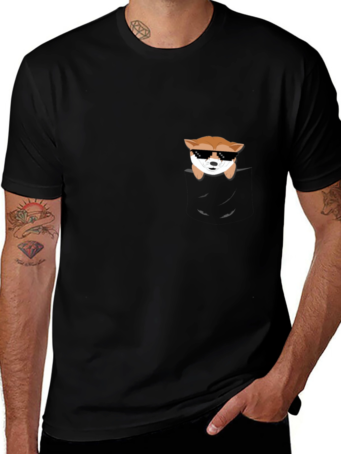 Cool Doge Pocket T-Shirt - Funny Meme Tee