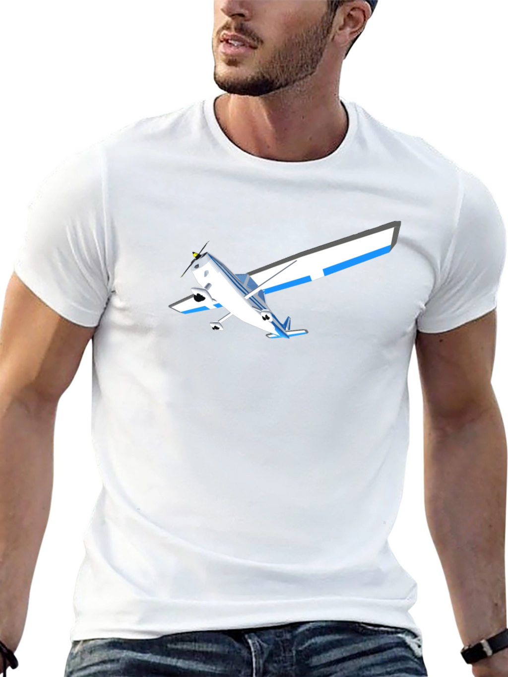 Airplane Graphic T-Shirt - Black Casual Style