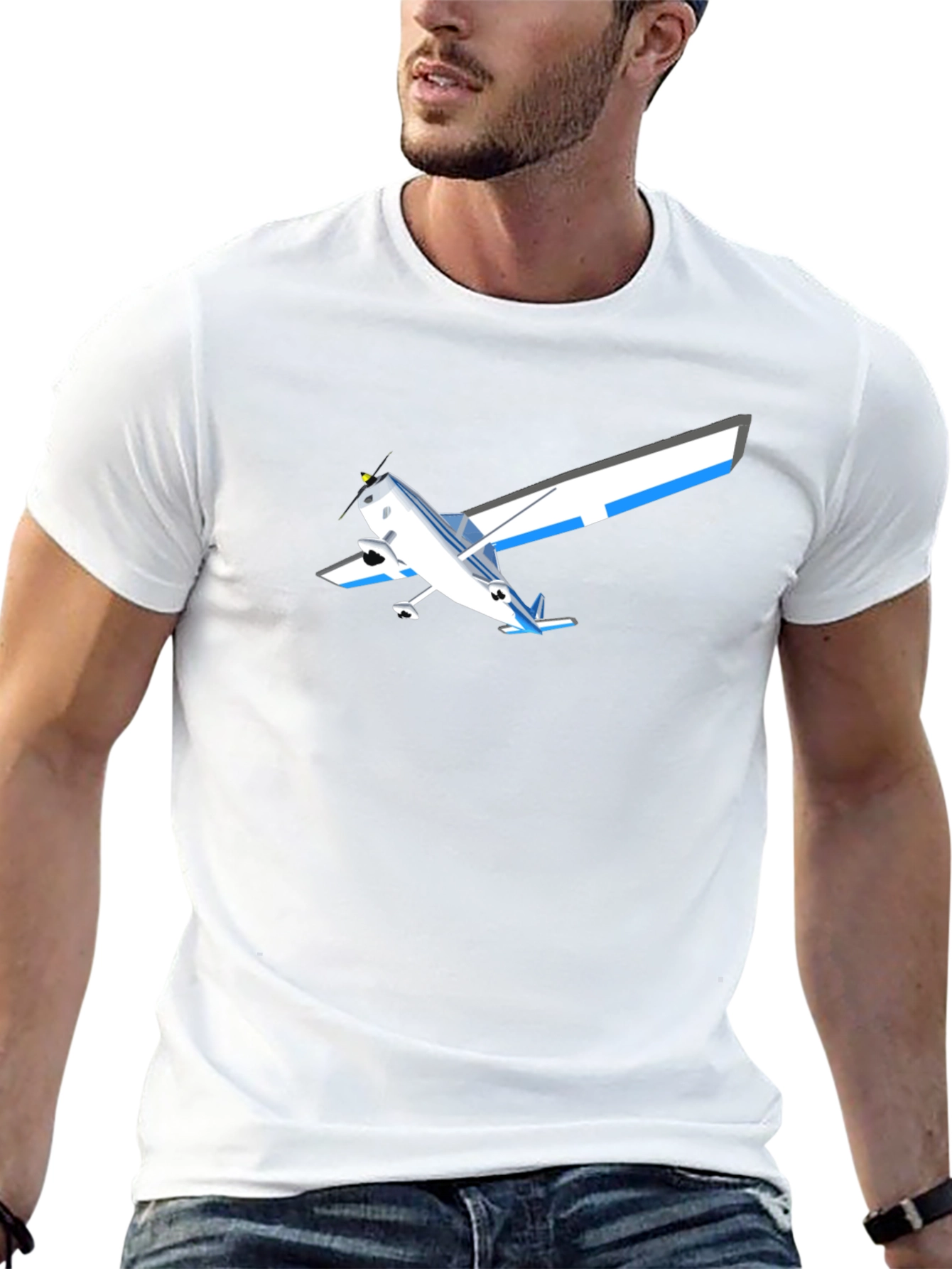 Airplane Graphic T-Shirt - Black Casual Style