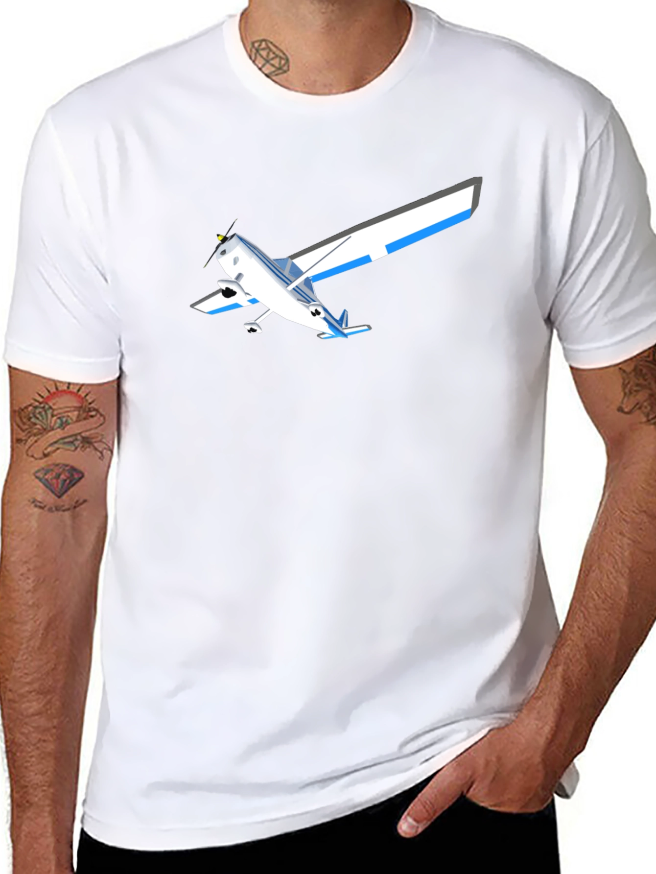Airplane Graphic T-Shirt - Black Casual Style