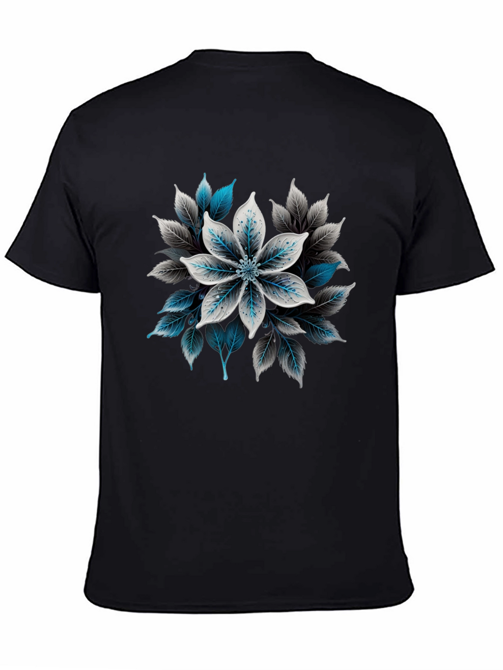 Floral Graphic Print Black T-Shirt