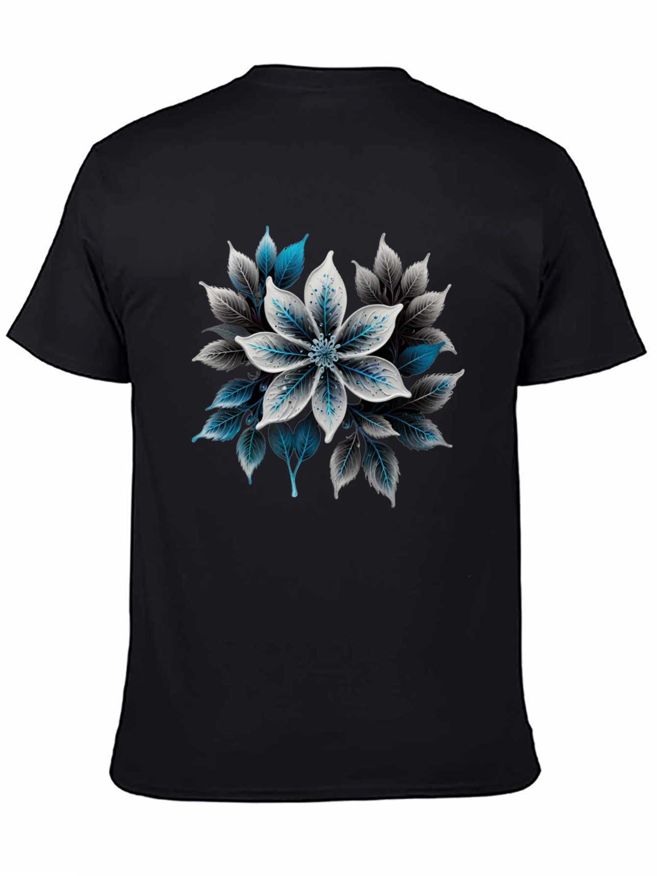 Floral Graphic Print Black T-Shirt