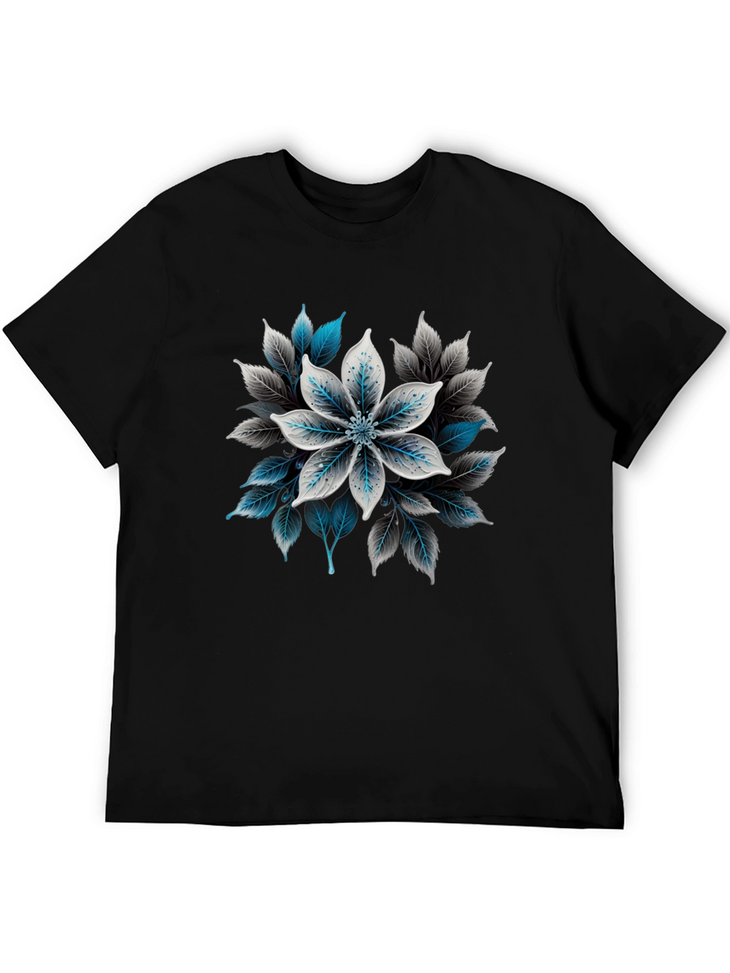 Floral Graphic Print Black T-Shirt