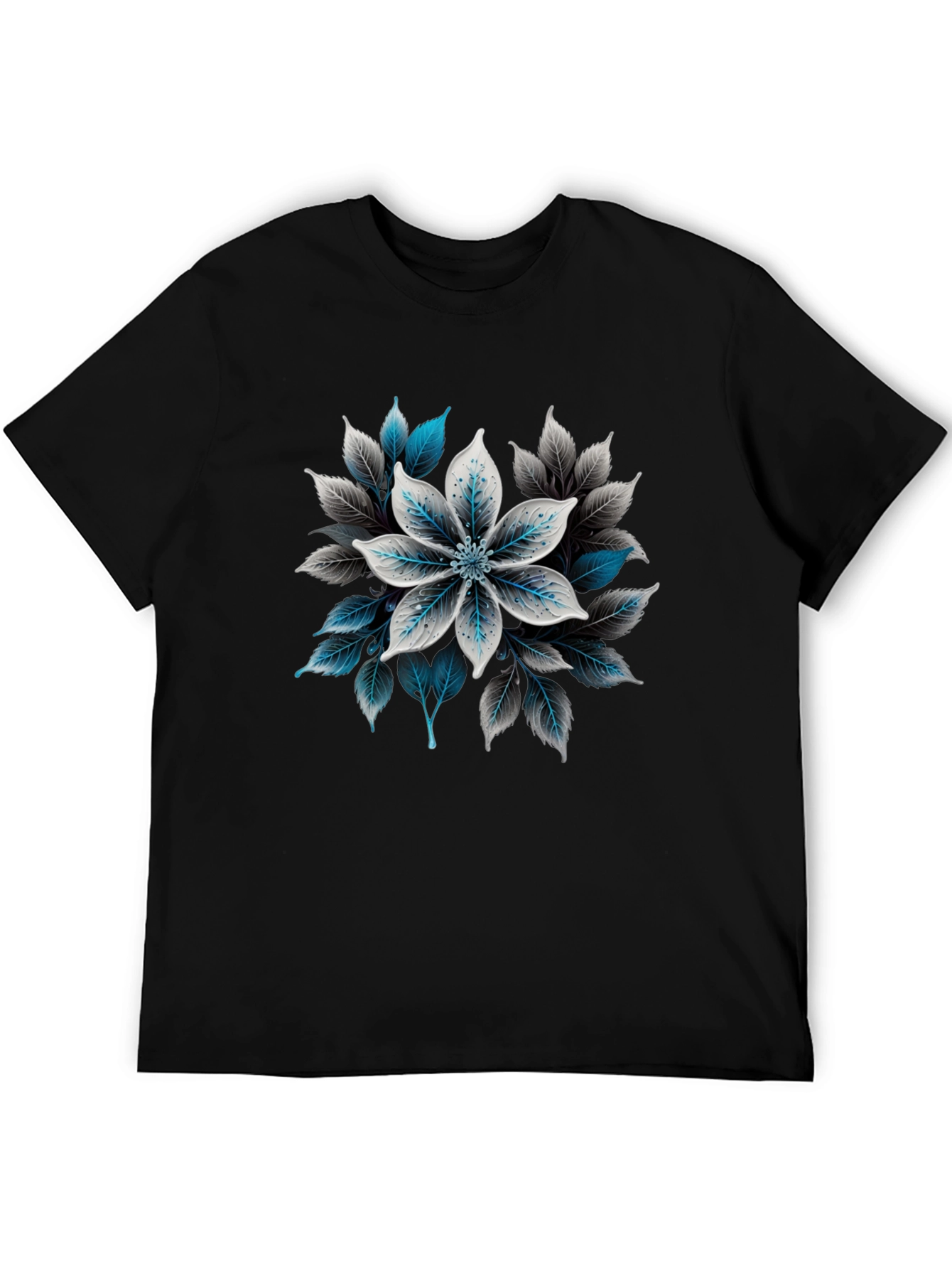 Floral Graphic Print Black T-Shirt