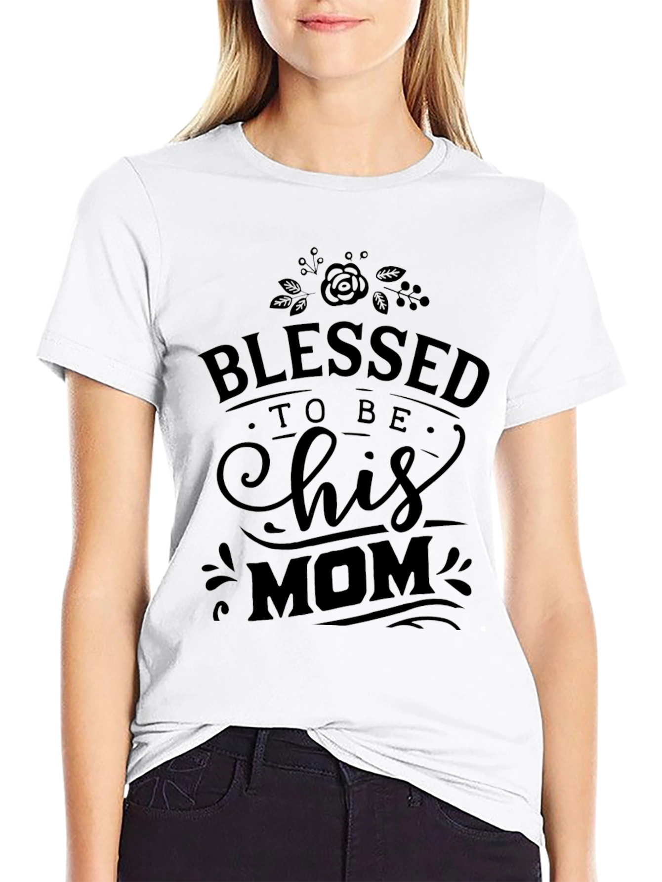 Blessed to be His Mom Black T-Shirt