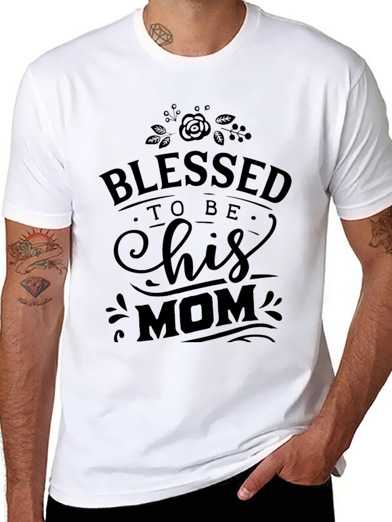 Blessed to be His Mom Black T-Shirt