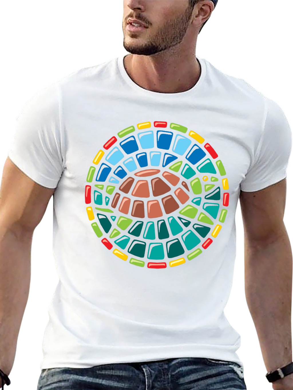 Turtle Stained Glass Style Graphic T-Shirt