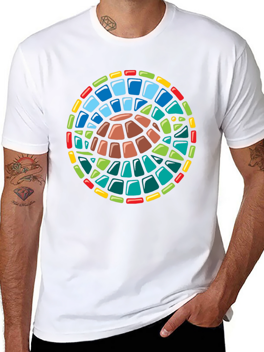 Turtle Stained Glass Style Graphic T-Shirt