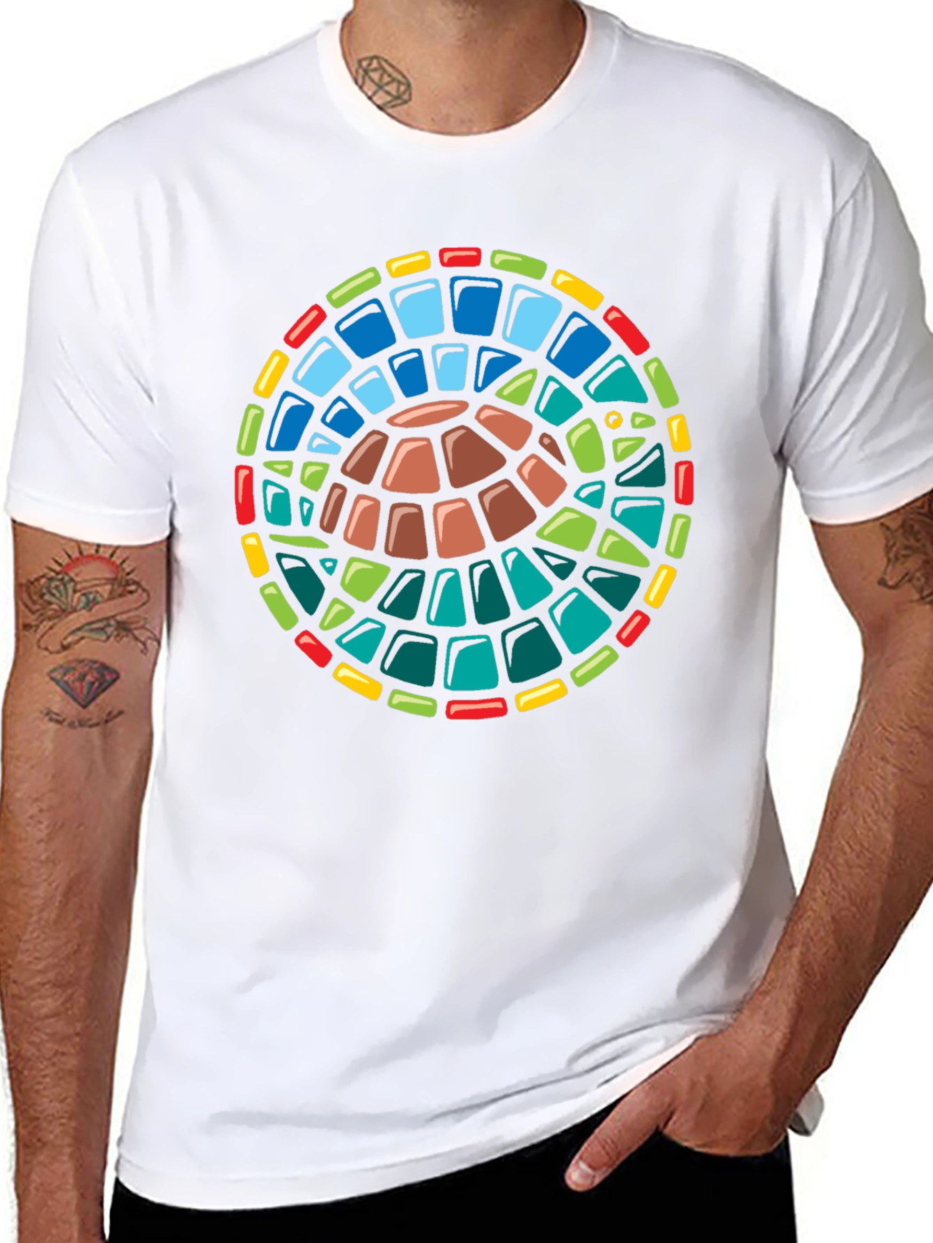 Turtle Stained Glass Style Graphic T-Shirt