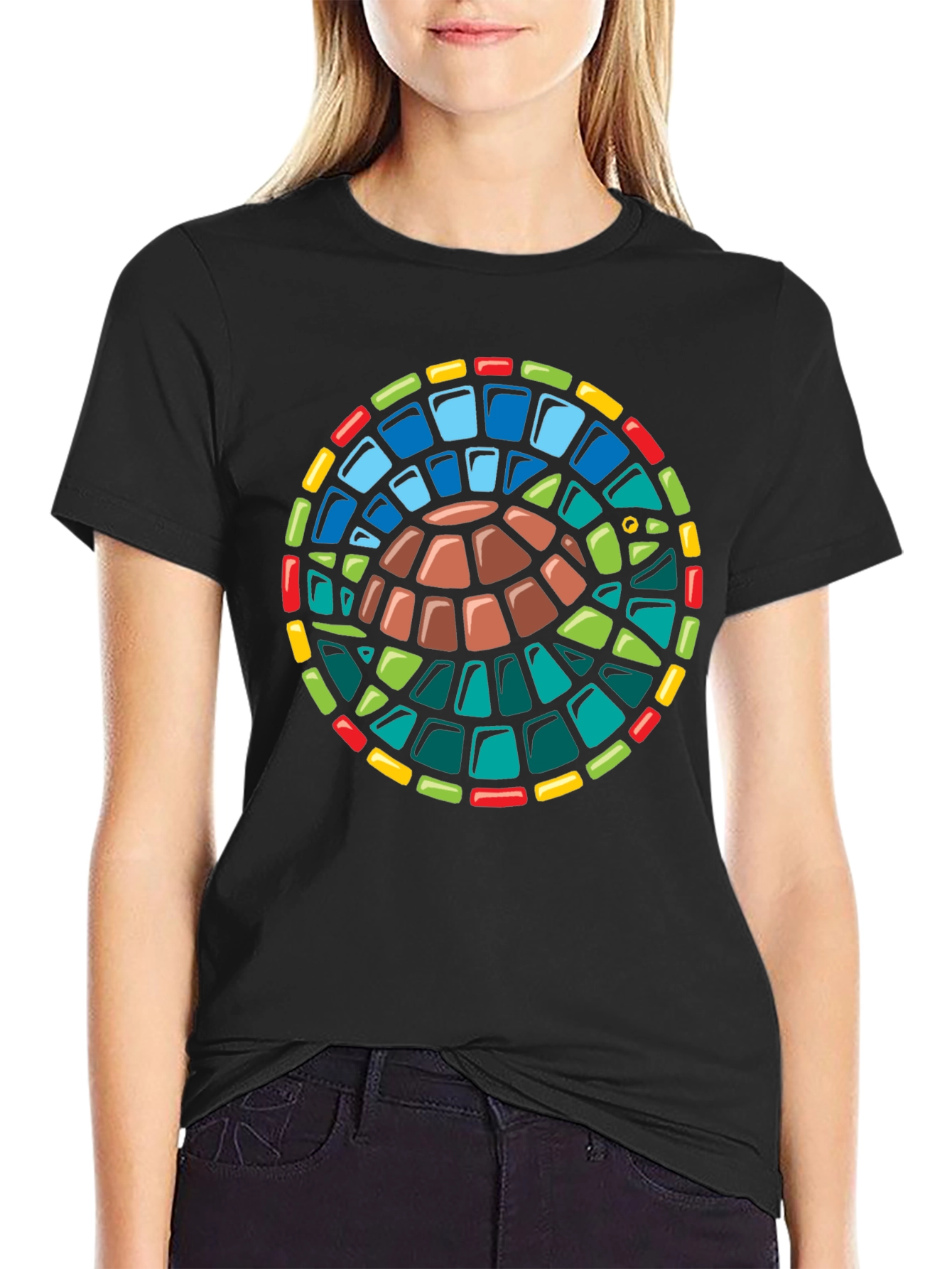 Turtle Stained Glass Style Graphic T-Shirt