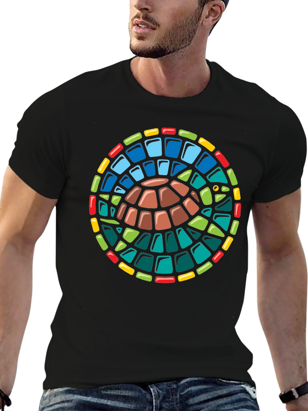Turtle Stained Glass Style Graphic T-Shirt