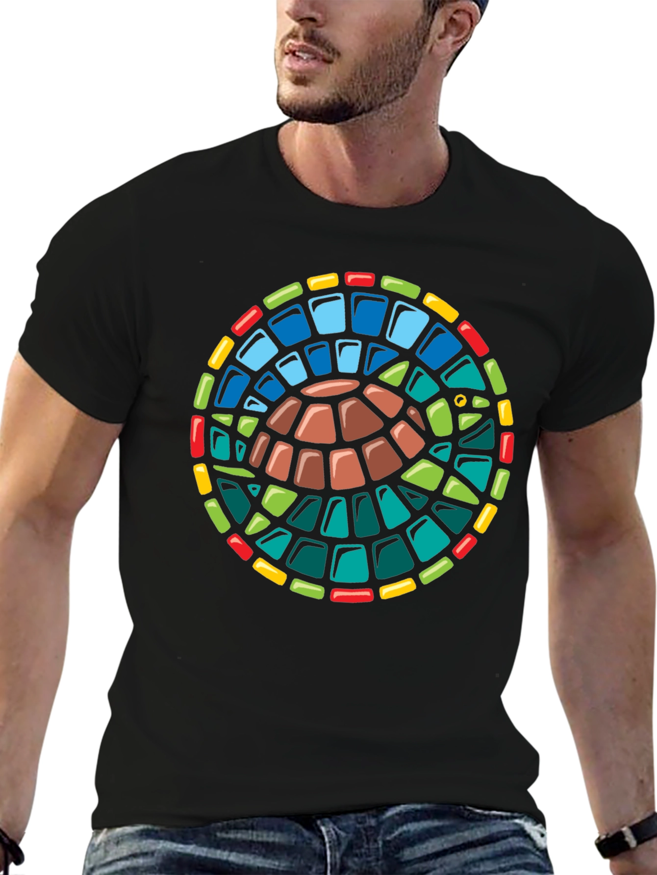 Turtle Stained Glass Style Graphic T-Shirt